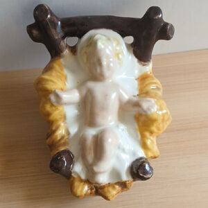 Vintage Hobbyist Ceramic Baby Jesus Figurine Manger Nativity Replacement